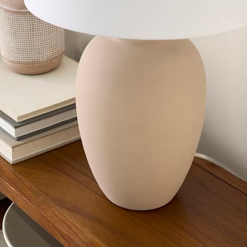 Nourison Home 23" Light Pink Ceramic Jar Table Lamp for Bedroom, Living Room, Dining Office, with White Shade (Pack of 1) - Image 4