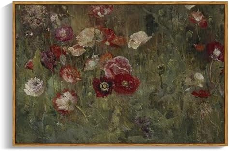 InSimSea Framed Canvas Wall Art Vintage Decor, Flowers Canvas Wall Art Modern Farmhouse Decor, Botanical Wall Art Painting for Office, Bedroom Bathroom Office home Decor, 24"x36" by InSimSeaArt