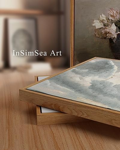 InSimSea Framed Canvas Wall Art, Landscape Wall Art, Study of Clouds Painting, Modern Farmhouse Decor, Rustic Wall Decor for Living Room, Bedroom, Office, 24"x36" - Image 2