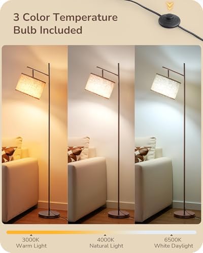 EDISHINE 64.7" Modern Arc Floor Lamps for Living Room, Brown Standing Lamp - Image 2