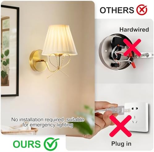 Cordless Battery Operated Wall Sconces Set of Two, Vintage Gold Sconces Wall Decor, Rechargeable Dimmable LED Lights with 15 Colors, Bow Wireless Wall Lamp for Bedroom Living Room Hallway - Image 3