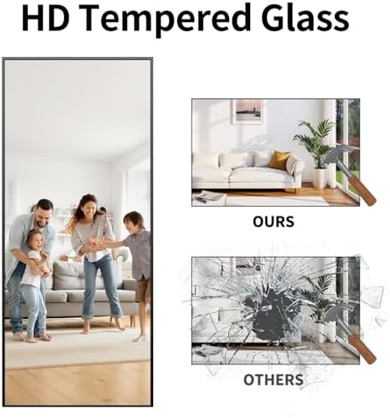 78"x35" Floor Mirror Full Length - Standing Mirror with Aluminum Alloy Frame, Large Body Mirror for Bedroom, Living Room, Wall Mounted or Leaning - Image 3