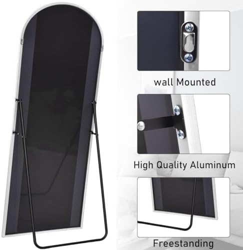 Full Length Mirror, 71"x30" Arched Floor Mirror, Oversized Standing Mirrors, Hanging or Leaning Against Wall Mounted Mirrors, Large Full Body Mirror with Aluminum Frame for Bedroom (White) - Image 5