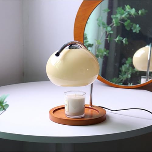 Candle Warmer Lamp, Aromatherapy Candle Warmer, Dimmable Retro Decorative Aromatherapy Candle Melter Melting Lamp for Bedroom Study Round Plate (Beige) - Image 4