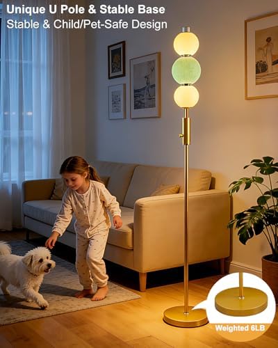 Lightdot Globe Floor Lamp with 3 Color Temperatures LED Bulbs Included,63in - Image 5