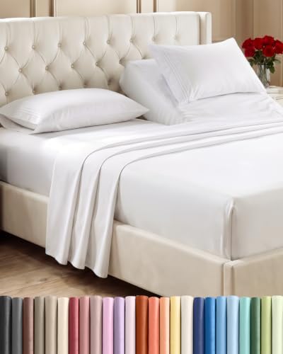 Flex Top Split Head King 4 Piece Sheet Set - Ultra-Soft, Breathable - White by CGKUnlimited