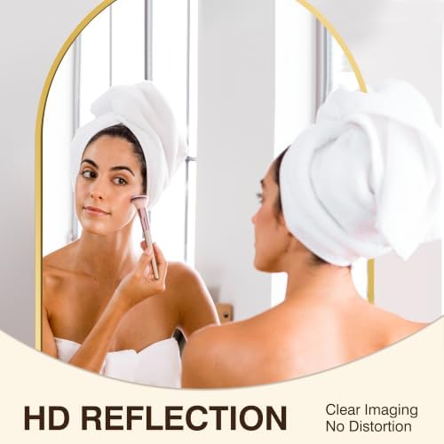 FICTOR 2 Pack 24" x 36" Arched Bathroom Vanity Mirror for Over Sink, Gold - Image 4