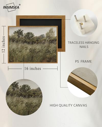 InSimSea Framed Canvas Wall Art Decor, Vintage Natue Landscape Art, Country Wilderness Painting Picture, Retro Decor for Bedroom Living Room, Office, Bathroom, Hallway, Room,12"x16" - Image 5