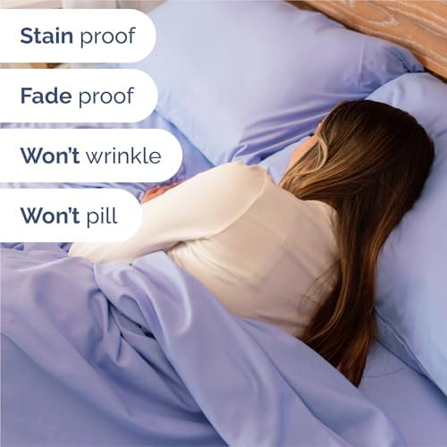 King Size 4 Piece Sheet Set - Comfy Breathable & Cooling Sheets - Lavender - Image 5
