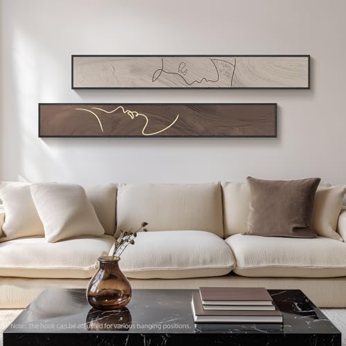 Large Framed Brown Beige Abstract Vertical Wall Art for Hallway, 2 Piece - Image 4