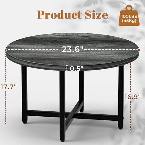 Round Coffee Table, Small Coffee Tables for Living Room, Gray Coffee Table - Image 2
