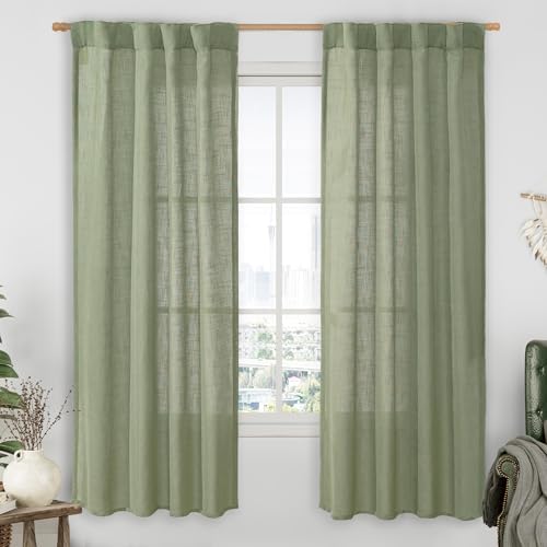 LAMIT Light Filtering Linen Curtains 72 inches Long for Bedroom, 2 Panels by LAMIT