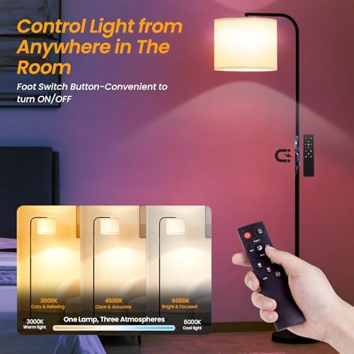Arc Floor Lamp with Remote and Dimmable Black lamps for Living Room - Image 3