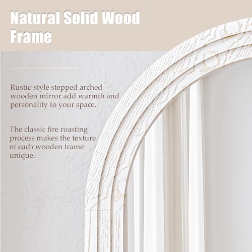 30"x71" Full Length Mirror Solid Wood Frame, Arched Floor Mirror Full Length with Stand, Room Decor Big Full Body Mirror with HD Tempered Glass for Bedroom, Living Room, White - Image 2