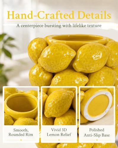 3D Lemon Vase Yellow Vase 11.8" for Home Kitchen Decor - Image 4