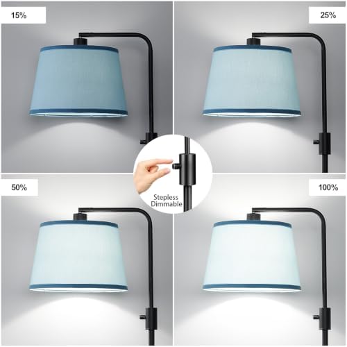 【Upgraded】 Dimmable Black Floor Lamp, 1000 Lumens LED Edison Bulb Included, Arc Black Floor Lamps for Living Room Modern Standing Lamp with Sky Blue Shade, Tall Lamps for Living Room Bedroom Office - Image 3