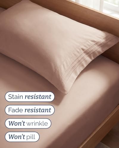 Twin Size 3 Piece Sheet Set - Comfy Breathable & Cooling Sheets - Mauve - Image 5