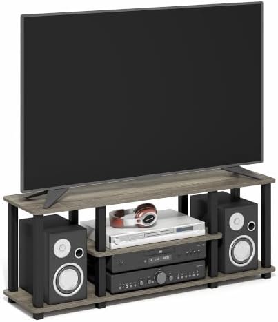Furinno TURN-S-TUBE 3-Tier Toolless Assembly TV Stand, French Oak Grey by Furinno-FitsYourSpaceFitsYourBudget