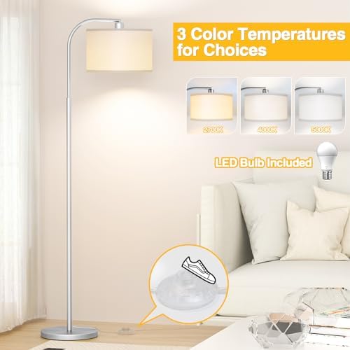 Silver Floor Lamp, Arc Floor Lamps for Living Room - Image 2