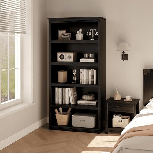GarveeHome 5 Tier Farmhouse Bookcase, 67.4" Tall Book Shelf with Storage - Image 2