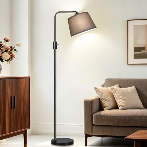 【Upgraded】 Dimmable Black Floor Lamps, 1000 Lumens LED Edison Bulb Included, Arc Black Floor Lamps for Living Room Modern Standing Lamp with Khaki Shade, Tall Lamps for Living Room Bedroom Office - Image 7