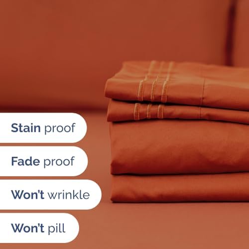 Flex Top Split Head King 4 Piece Sheet Set - Soft & Breathable - Terracotta - Image 6