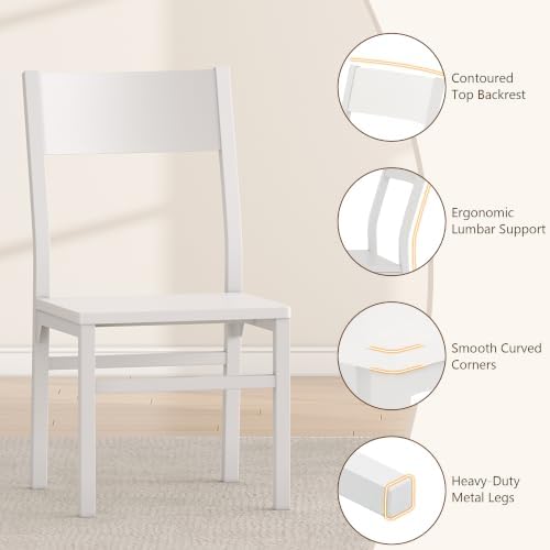 Einhomn 59" Extendable Round Dining Table Set for 4-6, 5-Piece Kitchen & Dining Room Table with 2 Chairs & 2 Benches, Wood Oval Dinner Table with Heavy Duty Pedestal Base, for Small Spaces, White - Image 4