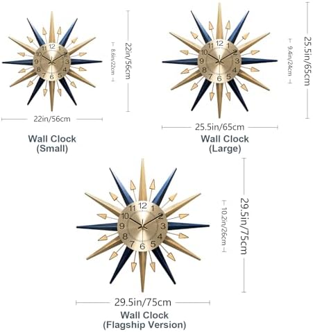 Starburst Large Wall Clock,Mid Century Decorative Wall Clock Modern Silent Clock Battery Operated for Living Room/Kitchen/Entryway/Bedroom/Office/Dinning Room Metal Wall Decor - Image 2