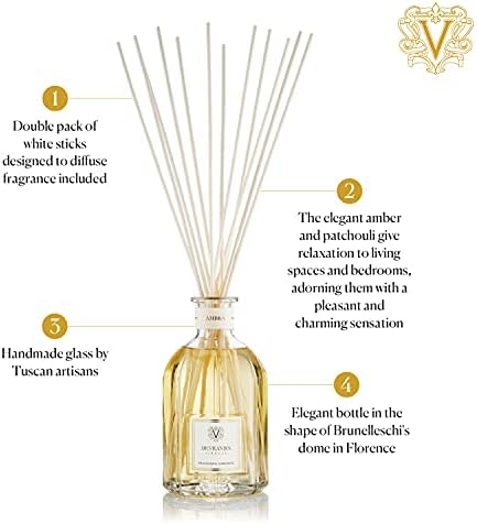 Dr. Vranjes - Ambra 500 ml Diffuser + Double Pack of White Sticks (3 Pieces Bundle)- Luxury Home Fragrance, Made in Italy, Main Scent: Oriental, Olfactory Pyramid: Amber, Patchouli, Sandalwood - Image 2