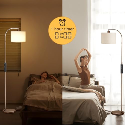Ambimall Arc Floor Lamp with Remote and Stepless Dimmable Bulb, Colors Temperature & Brightness Adjustable, Floor Lamps for Living Room(Deep Beige Shade & Brown Pole) - Image 6