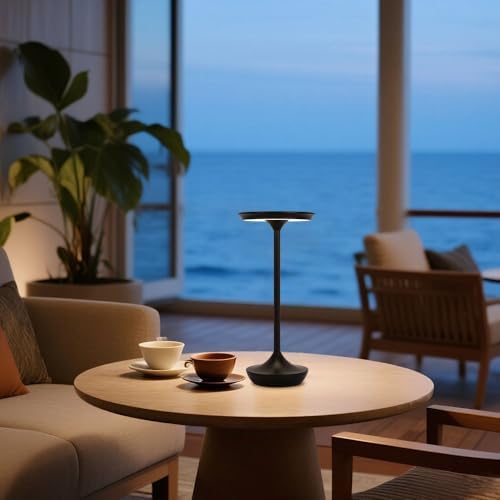 Rechargeable Cordless Table Lamp,Portable Outdoor Battery Operated LED Table Light Touch Control 3 Color Dimmable for Bedroom, Patio, Cofee,Dining Home,Restaurant&Living Room-Black - Image 4