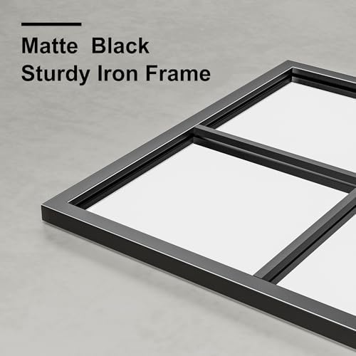 Dewfig Rectangle Wall Mirror, 36"x24" Metal Frame Windowpane Mirror, Black - Image 5