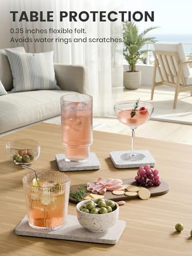 Fluxynara Felt Coasters for Drinks, Mixed Sizes, Oatmeal & Light Gray - Image 4