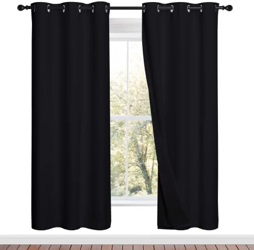 NICETOWN Black Blackout Curtains for Nursery 42" Wide x 72" Long 2 Panels by NICETOWN