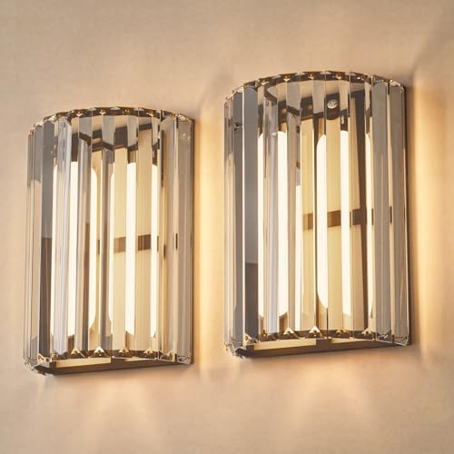 Black Battery Operated Wall Sconces Set of Two, Crystal Wireless Wall Light with Remote, Rechargeable Cordless Wall Lamp 12 RGB and 3 CCT Dimmable Decor for Bedroom Living Room Hallway by KeepShinning