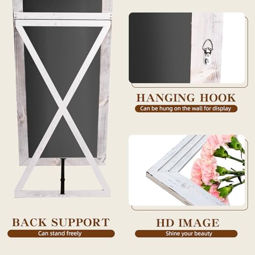 65x22in Full Length Mirror, 3-Tier Stepped Solid Wood Frame, White - Image 3