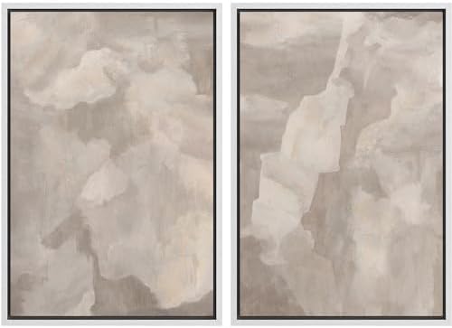 SIGNWIN Framed Canvas Print Wall Art Textured Abstract Earthy Beige Tones Illustrations Modern Art Decorative Contemporary for Living Room, Bedroom, Office - 16"" x24 x2 White by SIGNWIN