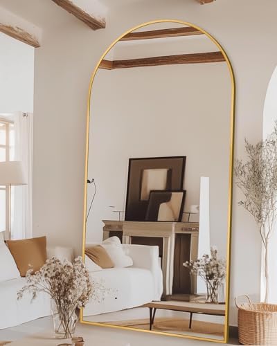 78"x38" Arched Full Length Mirror with Stand,Full Body Floor Mirror - Image 3