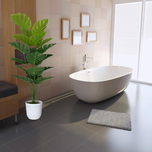 SAJANDAS Set of 2 Artificial Monstera Deliciosa Plants in Pots, Fake Tropical Trees with Greenery Leaves Stems, 45 Inch Faux Swiss Cheese Floor Plants for Porch, Garden, Office, Store, Home Decor - Image 5
