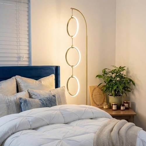 Bairth Gold 3-Light LED Floor Lamp, Modern Arc Floor Lamp for Living Room - Image 4