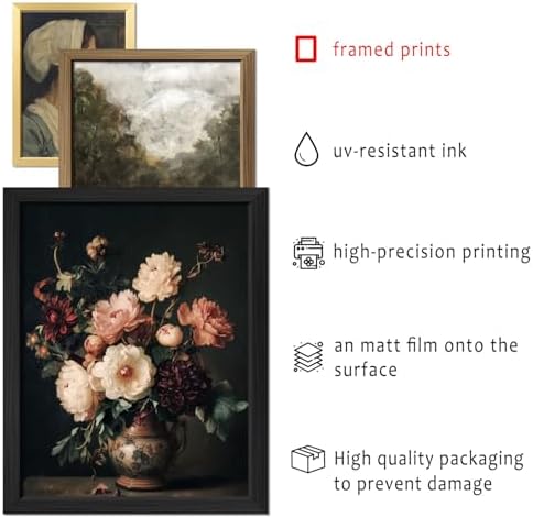 16 PCS Framed Vintage Wall Art Decor, Moody Victorian Gothic Dark Academia Farmhouse Gallery Wall Frame Set Prints for Bedroom Bathroom, Landscape Posters for Living Room, Home Artwork Collage Kit - Image 3