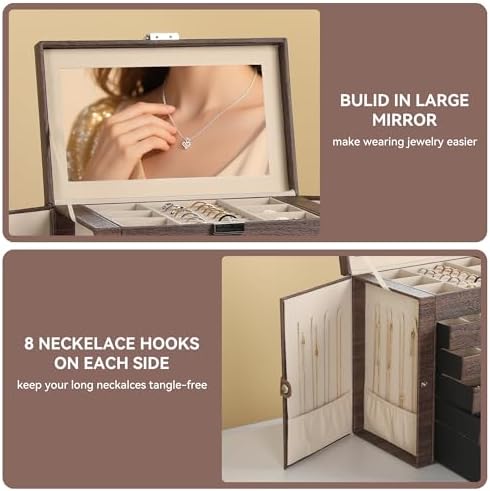 Frebeauty 6-Layer Jewelry Box for Women,Large Jewelry Organizer with Drawer - Image 5