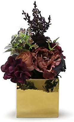 WGV Ceramic Cube Vase Bulk Width 5.5" Height 5" (Fits 5" Pot) Elegant Modern Block Square Floral Planter Terrarium Container Table Dresser for Event Accent Home Office Decor Gold 6 Pieces - Image 3