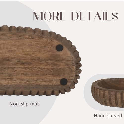 Oakrain Wooden Decorative Bowl for Home Decor, 16" Rustic Dough Bowl - Image 3