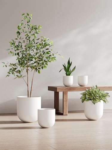 LE TAUCI 8 Inch Ceramic Plant Pot, Indoor Planter, White - Image 4