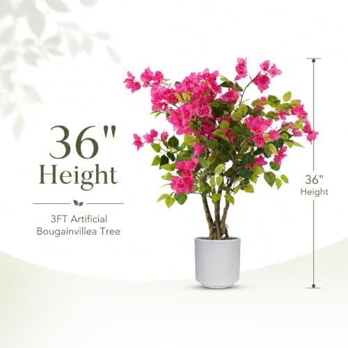 Artificial Bougainvillea Tree 2 Pack, 3FT Pink Faux Flowering Plant - Image 2