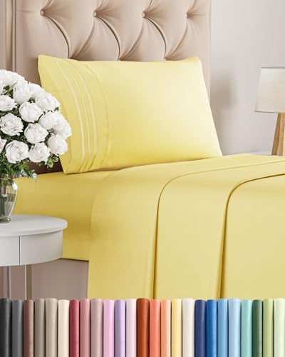 Twin Size 3 Piece Sheet Set - Comfy Breathable & Cooling Sheets - Yellow by CGKUnlimited