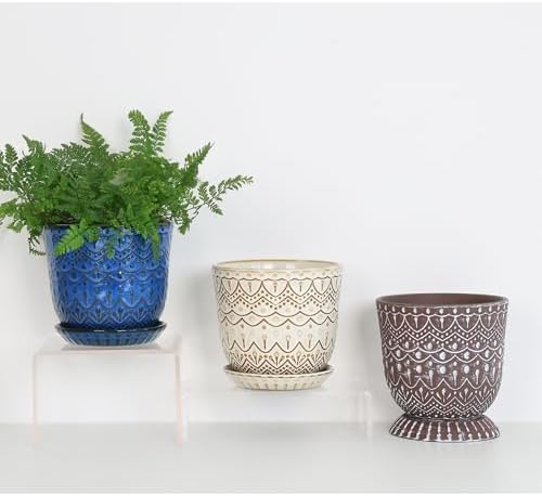 Gepege Ceramic Plant Pots, 6 Inch Indoor Planters with Drainage & Saucers - Image 5