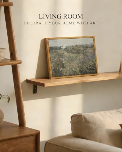 InSimSea Framed Canvas Wall Art, Vintage Landscape Painting, Rustic Nature Scenery Decor for Living Room Shelf Hallway,10x8in, Neutral Tones - Image 3