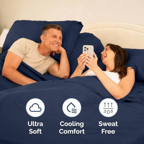 Flex Top Split Head King 4 Piece Sheet Set - Soft & Breathable - Navy Blue - Image 5